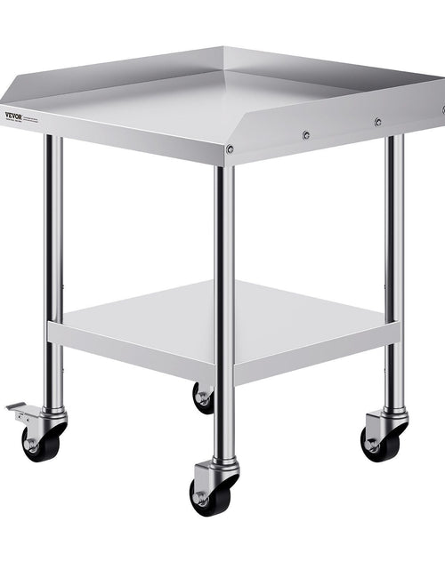 Load image into Gallery viewer, Stainless Steel Work Table, 24 x 24 x 30 Inch Commercial Food Prep Worktable with 4 Wheels, Casters, 3-Sided Backsplash Heavy Duty Prep Worktable, Metal Work Table for Restaurant Home Hotel
