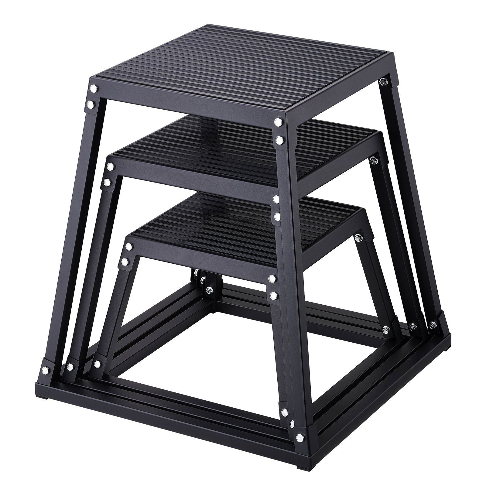 Plyometric Jump Boxes, 12/18/24 Inch Plyo Box, Platform and Jumping Agility Box, Anti-Slip Fitness Exercise Step Up Box Set for Home Gym Training, Conditioning Strength Training, Black