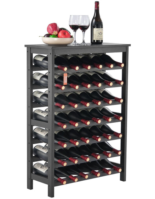 Load image into Gallery viewer, 42 Bottle 7-Tier Modular Wine Rack Bamboo Wood Display Shelf with TableTop
