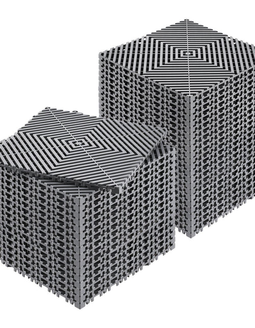 Load image into Gallery viewer, Interlocking Drainage Mat, 12'x12' Modular Cushion Durable PP Material, 40 Pcs Splicing Drainage Mats, Non-Slip Drainage Floor Tile and Shower Mat, for Garage, Garden, Kitchen &amp; Outdoor, Grey
