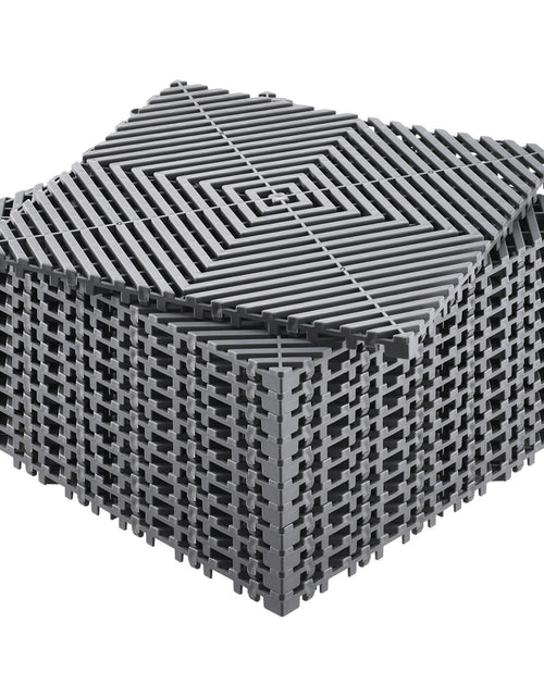 Load image into Gallery viewer, Interlocking Drainage Mat, 12'x12' Modular Cushion Durable PP Material, 12 Pcs Splicing Drainage Mats, Non-Slip Drainage Floor Tile and Shower Mat, for Garage, Garden, Kitchen&amp;Outdoor, Grey
