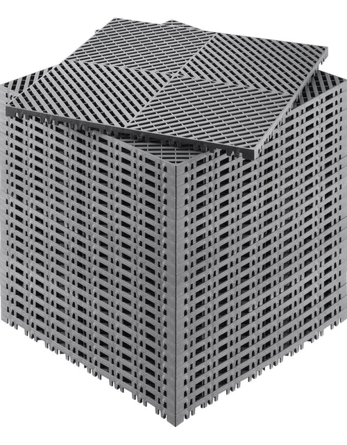 Load image into Gallery viewer, Interlocking Drainage Mat, 15.7'x15.7' Modular Cushion Durable PP Material, 24 Pcs Splicing Drainage Mats, Non-Slip Drainage Floor Tile and Shower Mat, for Garage, Garden, Kitchen &amp;Outdoor, Grey
