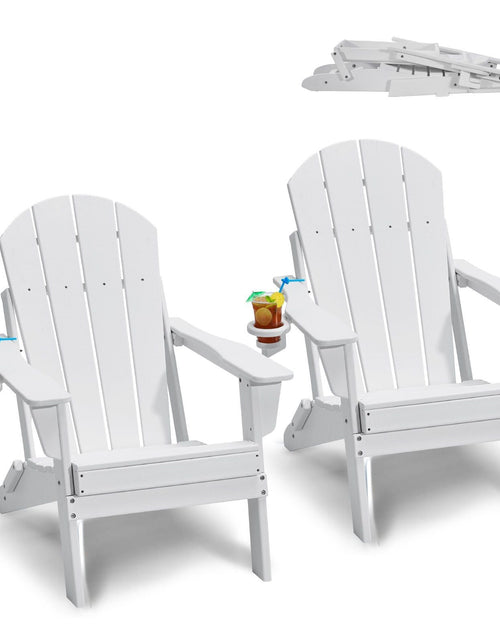 Load image into Gallery viewer, Adirondack Chair Plastic Set of 2 All-Weather Folding Fire Pit White
