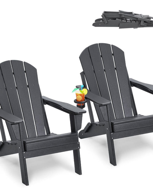 Load image into Gallery viewer, Adirondack Chair Plastic Set of 2 All-Weather Folding Fire Pit Gray
