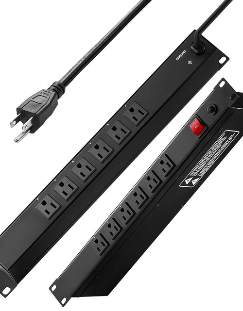 Load image into Gallery viewer, 19" 1U PDU 12 Outlets Rack Mount Power Strip Surge Overload Protection
