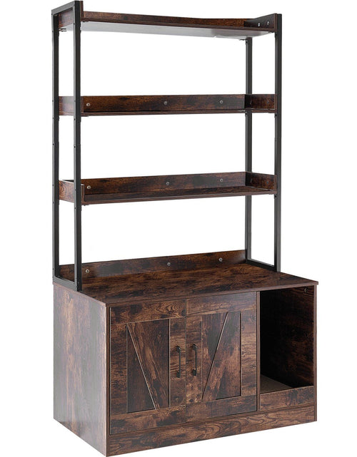 Load image into Gallery viewer, Cat Litter Box Enclosure Wooden Litter Box Furniture Hidden with 3 Shelves
