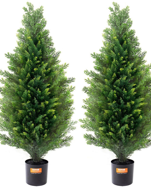 Load image into Gallery viewer, 2 Pack 3' Artificial Cedar Topiary Tree Faux Plant UV Decor In/Outdoor
