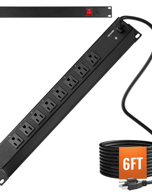 Load image into Gallery viewer, 19" 1U PDU 8 Outlets Rack Mount Power Strip Surge Overload Protection
