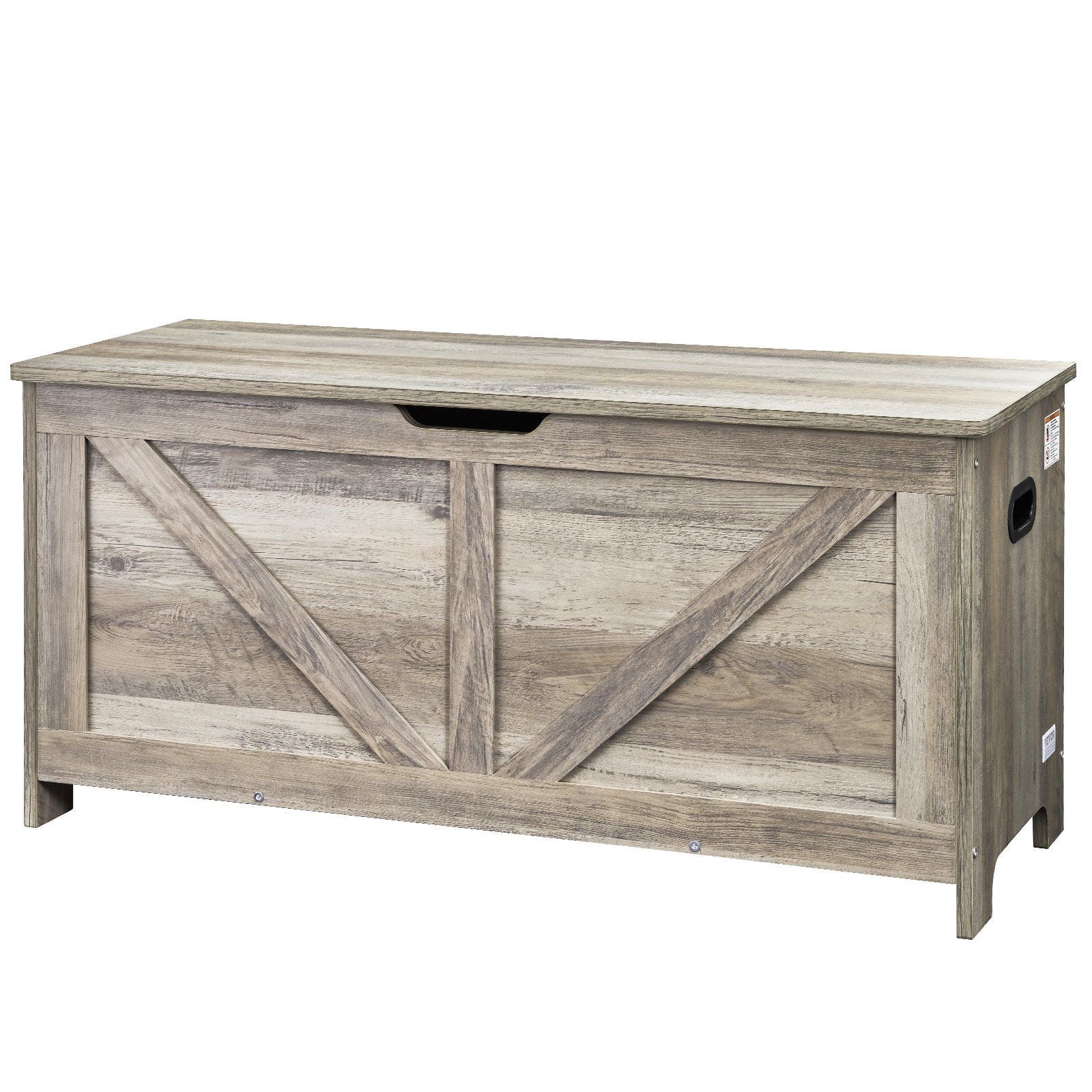 Wooden Toy Chest for Kids, Toddler Toy Storage Box with Flip-Top Lid and Safety Hinge, 38.98 x 15.55 x 18.9 Large Kids Storage Bench for Playroom, Bedroom, Living Room or Entryway, Gray