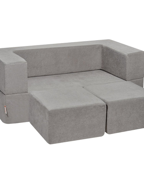 Load image into Gallery viewer, Kids Couch, 4Pcs Modular Kids Play Couch, Toddler Couch Sofa Bed, Kids Chair Seat Playroom Furniture, Child Sectional Sofa with Removable Cover for Kids Girls &amp; Boys, Grey
