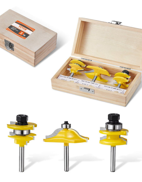 Load image into Gallery viewer, Router Bits Set 3 Pieces Carbide Router Bit 1/4 Inch Shank Carrying Case
