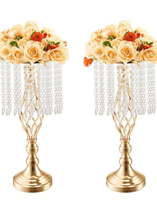 Load image into Gallery viewer, 12PCS 49cm/19.3' Tall Crystal Wedding Flower Stand Vase for Party Decor

