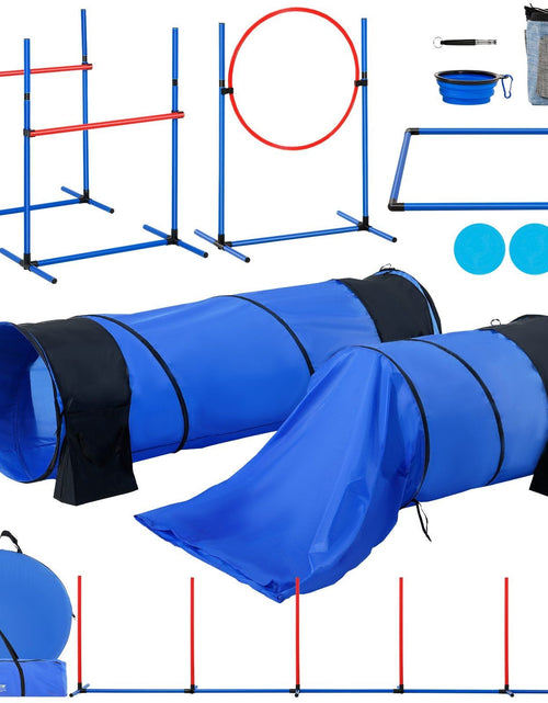 Load image into Gallery viewer, Dog Agility Training Equipment 7 PCS Set w/ Hurdles 2 Tunnels Jump Ring
