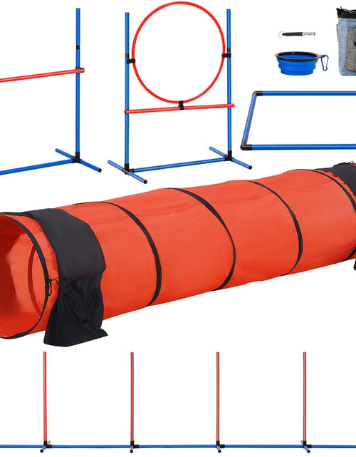 Load image into Gallery viewer, Dog Agility Training Equipment 5 PCS Set Upgrade w/ Hurdles Extended Tunnel
