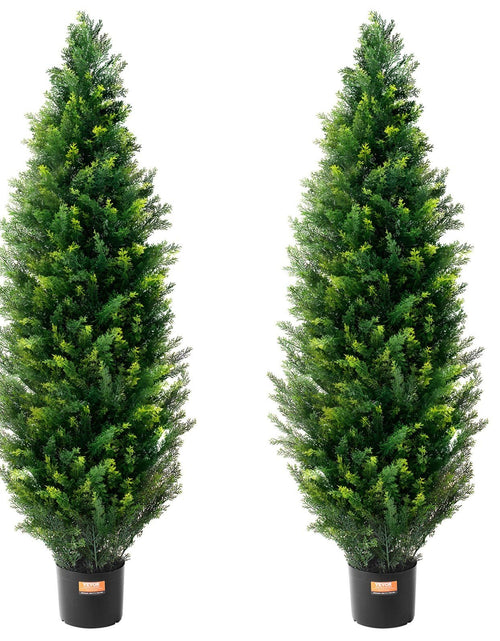 Load image into Gallery viewer, 2 Pack 4' Artificial Cedar Topiary Tree Faux Plant UV Decor In/Outdoor
