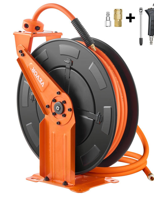 Load image into Gallery viewer, Retractable Air Hose Reel 3/8IN x 65FT Hybrid Air Hose with Double Arms
