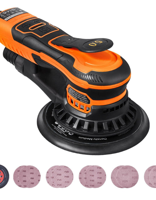 Load image into Gallery viewer, Random Orbital Sander 6'' Palm Sander 10000 PRM 10 PCS Sandpapers 6 Speeds
