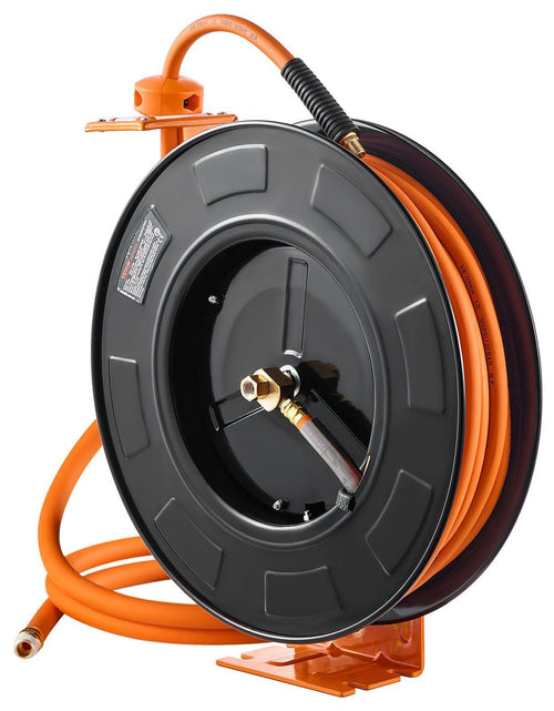 Load image into Gallery viewer, Retractable Air Hose Reel 3/8 IN x 100 FT Rubber Air Hose Reel Max 300 PSI
