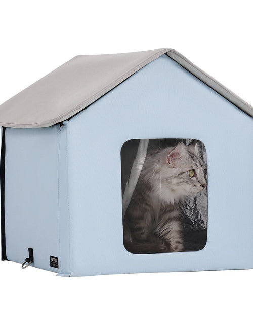 Load image into Gallery viewer, Heated Cat House Foldable Kitty Shelter with Heated Pad Blue Small
