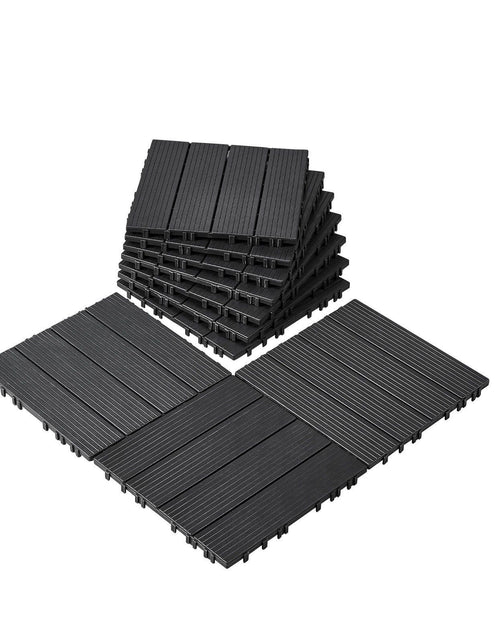 Load image into Gallery viewer, Interlocking Deck Tiles 10 Pack 12"x12" Plastic for Porch Dark Grey
