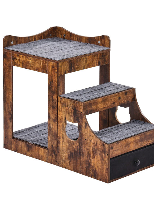 Load image into Gallery viewer, Pet Bunk Bed with Stairs Dog/Cat Window Perch with Storage Indoor Brown
