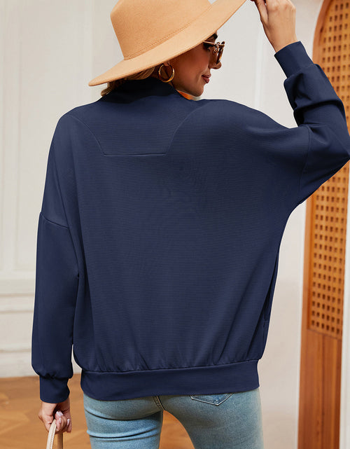 Load image into Gallery viewer, Half Zip Dropped Shoulder Sweatshirt
