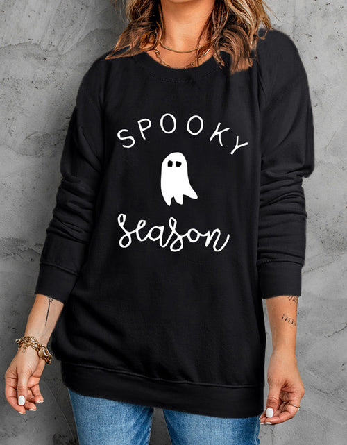 Load image into Gallery viewer, Round Neck Long Sleeve SPOOKY SEASON Graphic Sweatshirt
