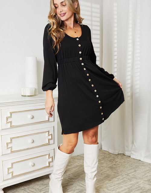 Load image into Gallery viewer, Double Take Scoop Neck Empire Waist Long Sleeve Magic Dress
