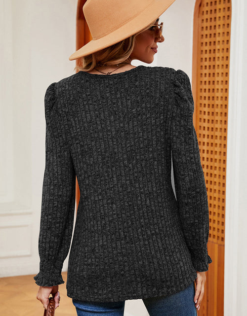 Load image into Gallery viewer, Square Neck Flounce Sleeve T-Shirt
