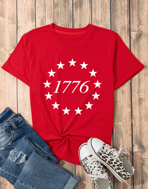 Load image into Gallery viewer, Graphic Round Neck Short Sleeve T-Shirt
