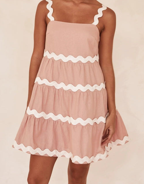Load image into Gallery viewer, Contrast Trim Square Neck Tiered Dress
