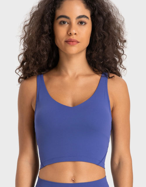 Load image into Gallery viewer, Millennia Deep V-Neck Crop Sports Bra
