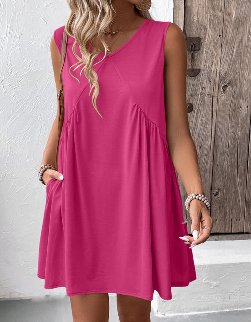 Load image into Gallery viewer, Ivy Lane Ruched V-Neck Sleeveless Mini Dress
