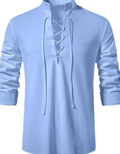 Load image into Gallery viewer, Men's Lace Up Long Sleeve Blouse
