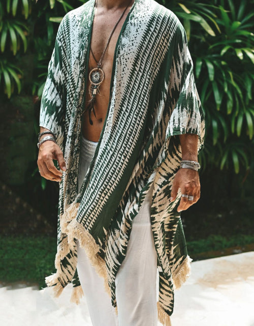 Load image into Gallery viewer, Men's Full Size Fringe Open Front Cover-Up Plus Size
