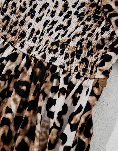 Load image into Gallery viewer, Leopard Square Neck Puff Sleeve Maxi Dress

