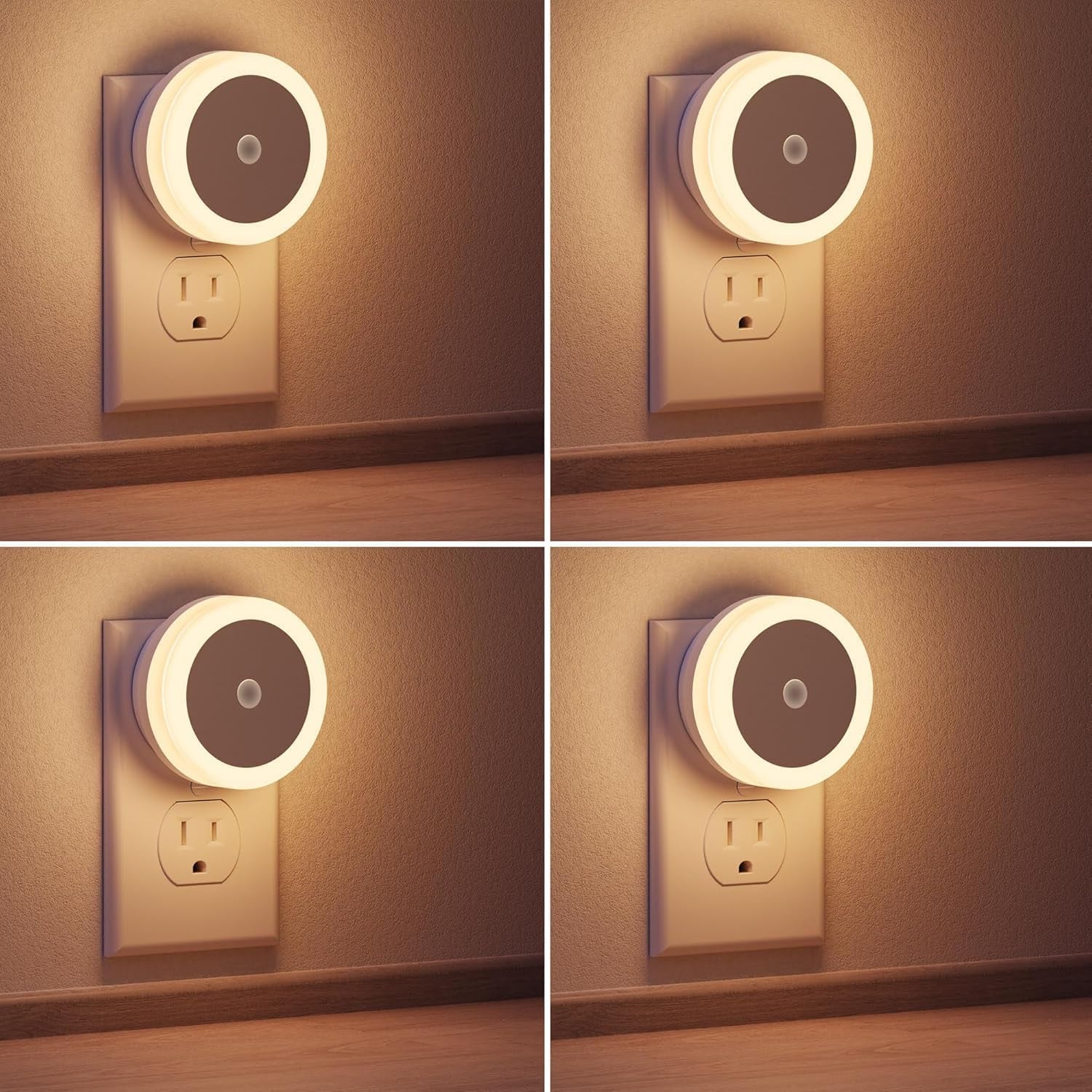 4 Pack Night Light,  LED Night Light for Kids, Plug in Night Light, Light Sensor Night Lights, Smart Night Light, Hallway Lights, Wall Light, Nightlight for Adult, Soft White 3000K, 0.6W 60LM