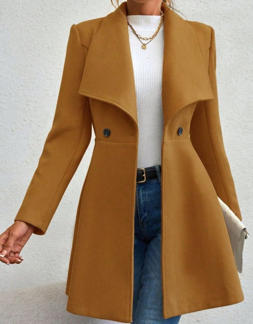 Load image into Gallery viewer, Collared Neck Button Up Long Sleeve Coat
