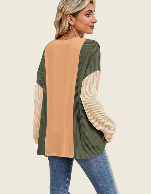 Load image into Gallery viewer, Double Take Texture Contrast Round Neck Long Sleeve T-Shirt
