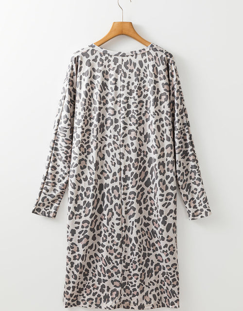 Load image into Gallery viewer, Leopard V-Neck Long Sleeve Dress

