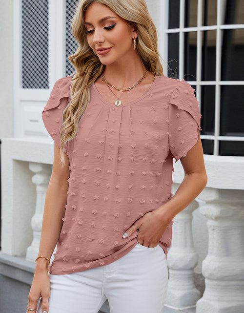 Load image into Gallery viewer, Swiss Dot Round Neck Short Sleeve T-Shirt
