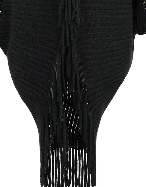 Load image into Gallery viewer, Fringe Detail Long Sleeve Ribbed Poncho
