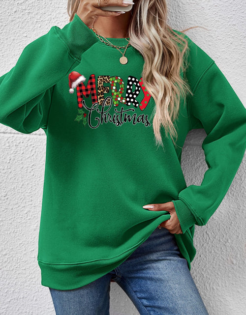 Load image into Gallery viewer, MERRY CHRISTMAS Round Neck Dropped Shoulder Sweatshirt
