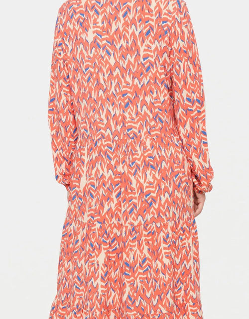 Load image into Gallery viewer, Plus Size Printed Notched Long Sleeve Dress
