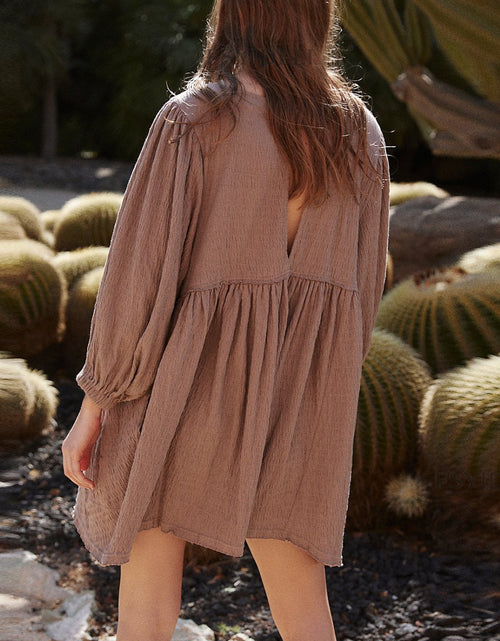 Load image into Gallery viewer, Cutout Textured Long Sleeve Mini Dress

