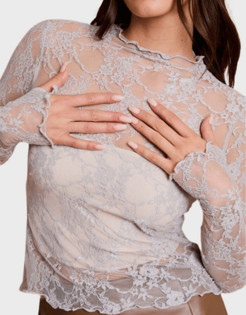 Load image into Gallery viewer, Lace Mock Neck Long Sleeve Top
