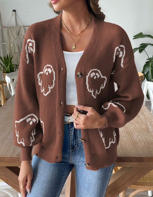 Load image into Gallery viewer, V-Neck Dropped Shoulder Cardigan
