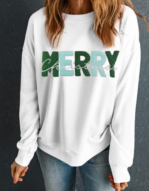 Load image into Gallery viewer, MERRY CHRISTMAS Contrast Long Sleeve Sweatshirt
