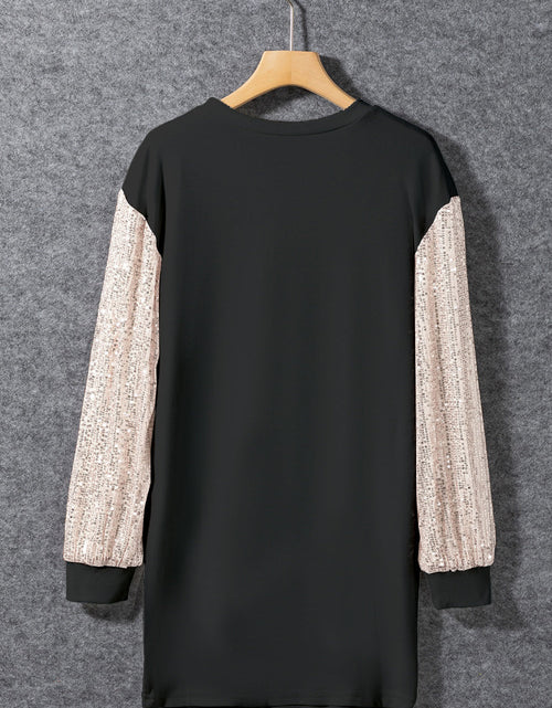 Load image into Gallery viewer, Sequin Round Neck Long Sleeve Dress
