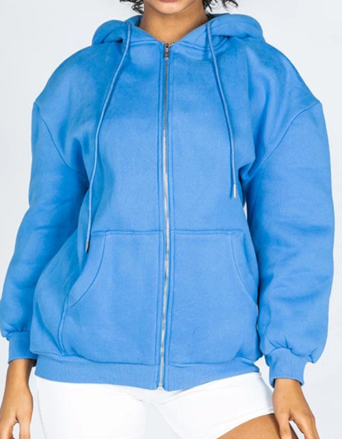 Load image into Gallery viewer, Zip-Up Drawstring Hoodie
